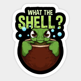 Cute & Funny What The Shell? Turtle Pun Animal Sticker